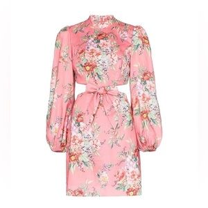 ZIMMERMANN Bellitude Cutout Floral-print Linen Mini Dress US 6 / Zimmerman 1